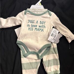 (NWT) Baby Essentials 4-Piece Baby Set – “Just a Boy in Love With His Mama” – 3M